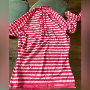 J. Crew Pink and White Striped Swim Coverup